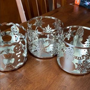 Set of 3 holiday Christmas candle holders